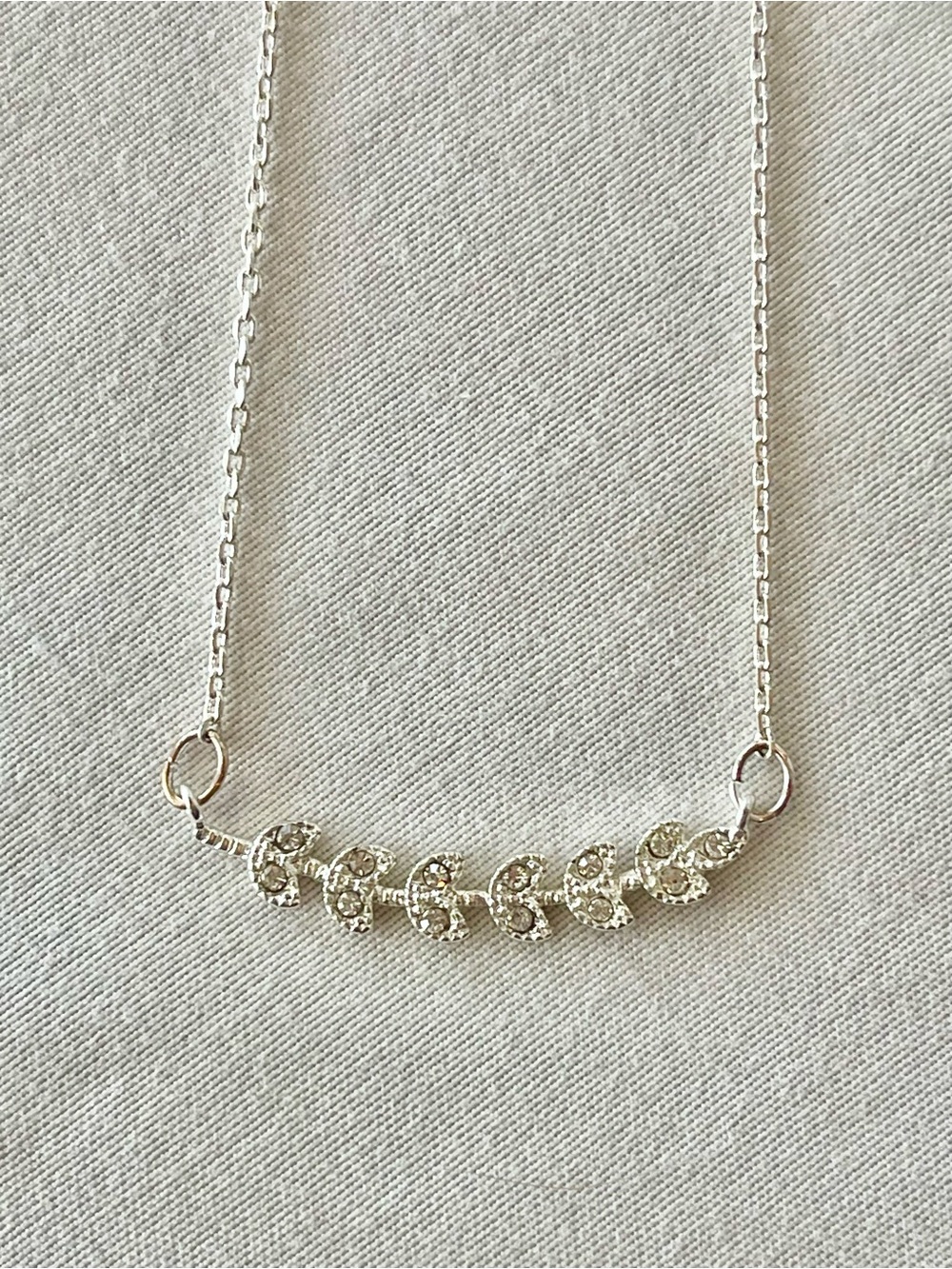 LC Lauren Conrad Silver Tone Crescent Crystal Bar Necklace